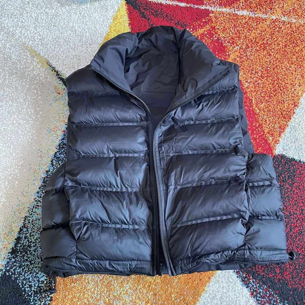 Zara Women’s Reversible Puffer Vest Black Hooded Zip Front Size S